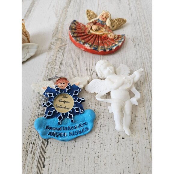 Angel Cherub ornament set vintage glitter sparkle Xmas tree ornaments - Picture 7 of 9